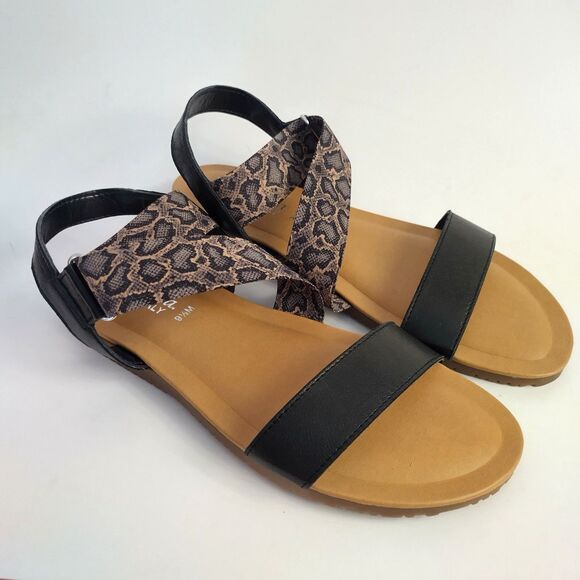 Bella Vita Leather and Fabric Sandals Snake Print Stretch 9.5 Beach Resort Pool - Picture 1 of 4